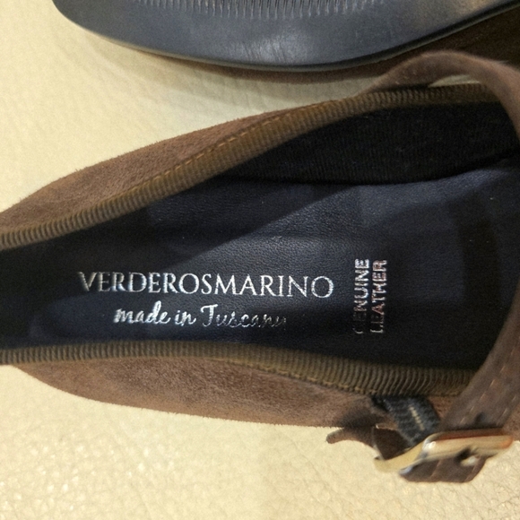Verderos Marino Italy Brown Suede Mary Jane Flats Made In Tuscany Size 9 - Picture 6 of 6